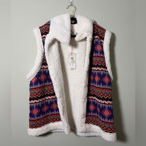 Johnny Was Colorful Sherpa Reversible Vest